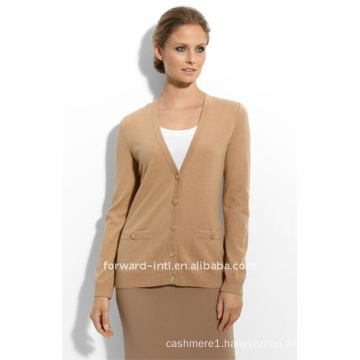 mature cashmere cardigan for women with long sleeves